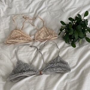 Aerie Lace Bralette Duo - Blush and Gray